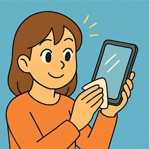スマホの画面を拭く スマホの画面を拭く