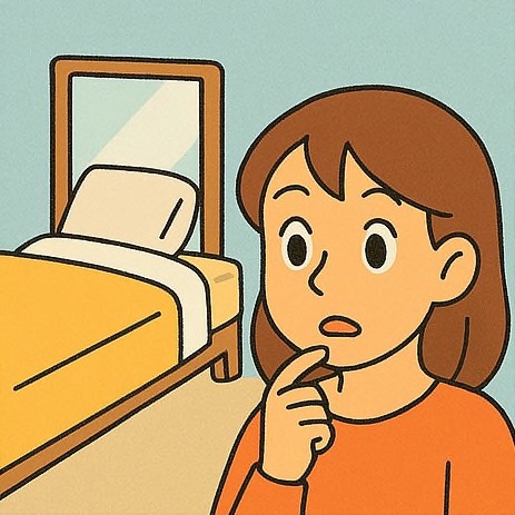 鏡を寝ている姿が映る位置に置く 鏡を寝ている姿が映る位置に置く